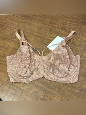 HSIA size 38H Rosy Brown underwire lace cup bra
